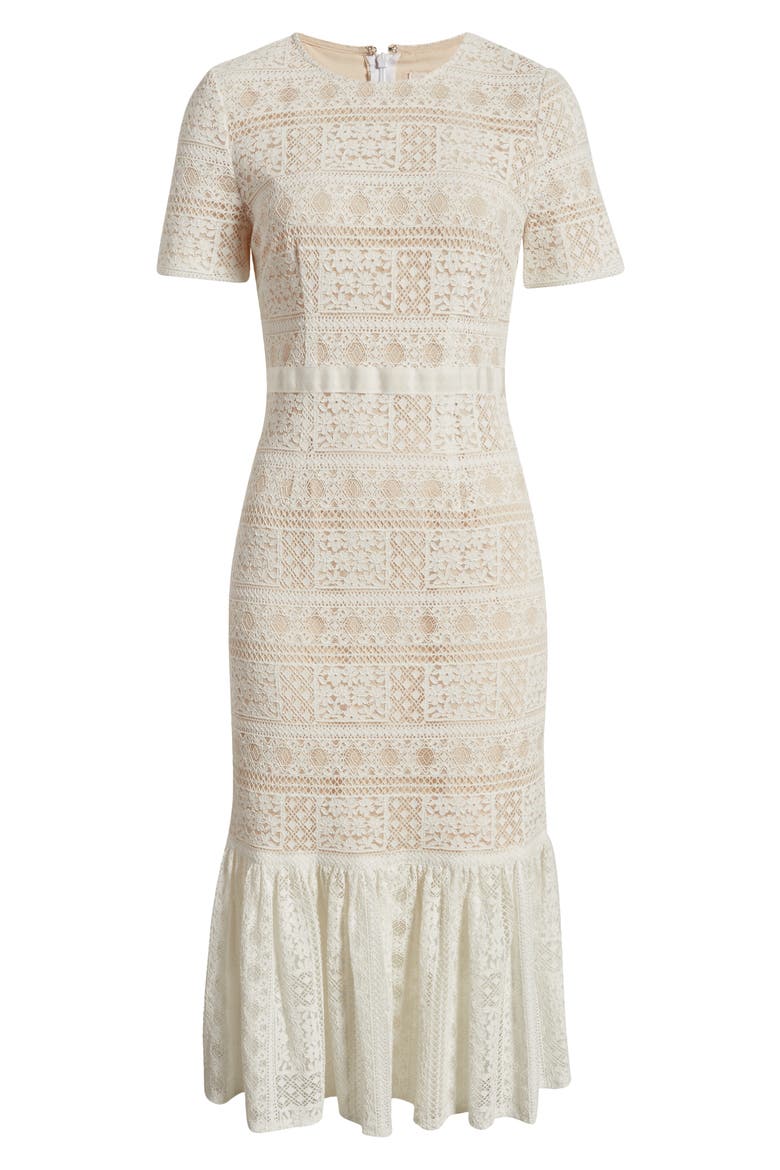 Stripe Lace Midi Dress (Nordstrom Exclusive), Alternate, color, LUCENT WHITE