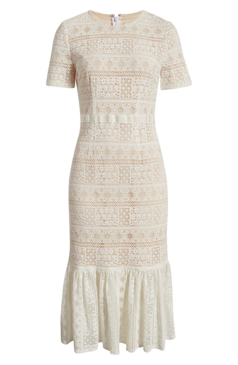 Rachel Parcell Stripe Lace Midi Dress, Alternate, color,