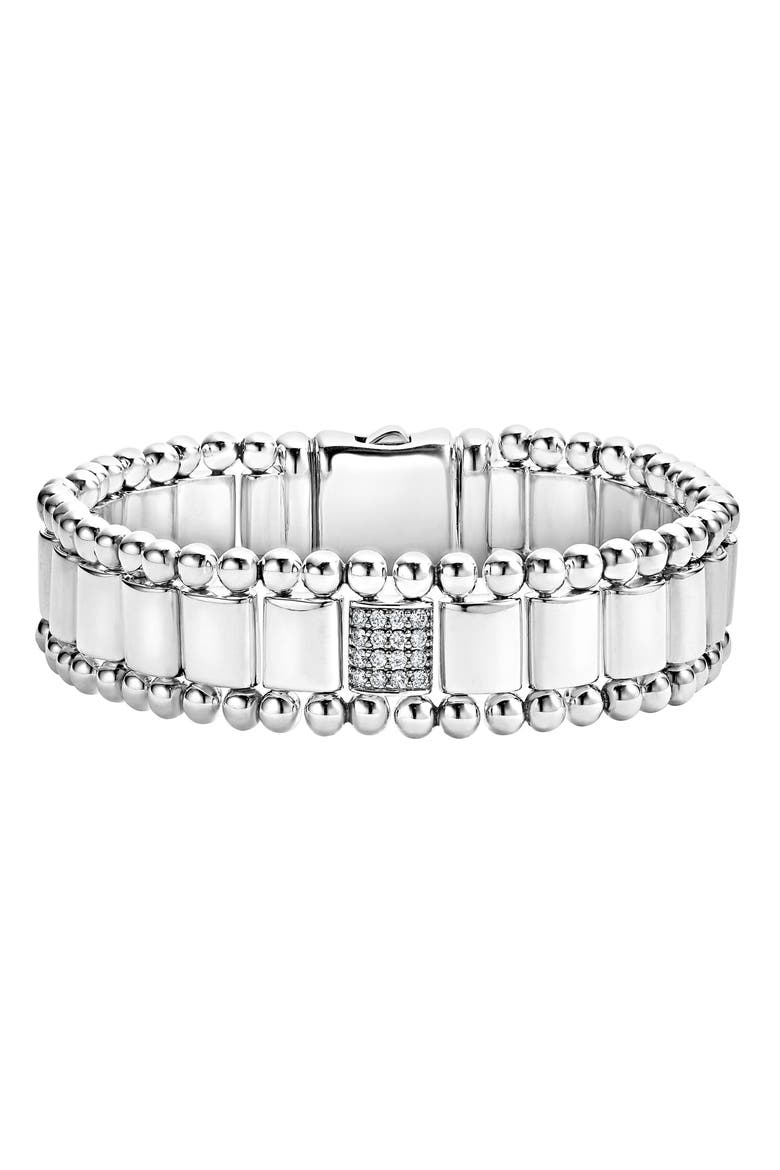 Caviar Spark Pavé Diamond Link Bracelet, Main, color, SILVER/ DIAMOND