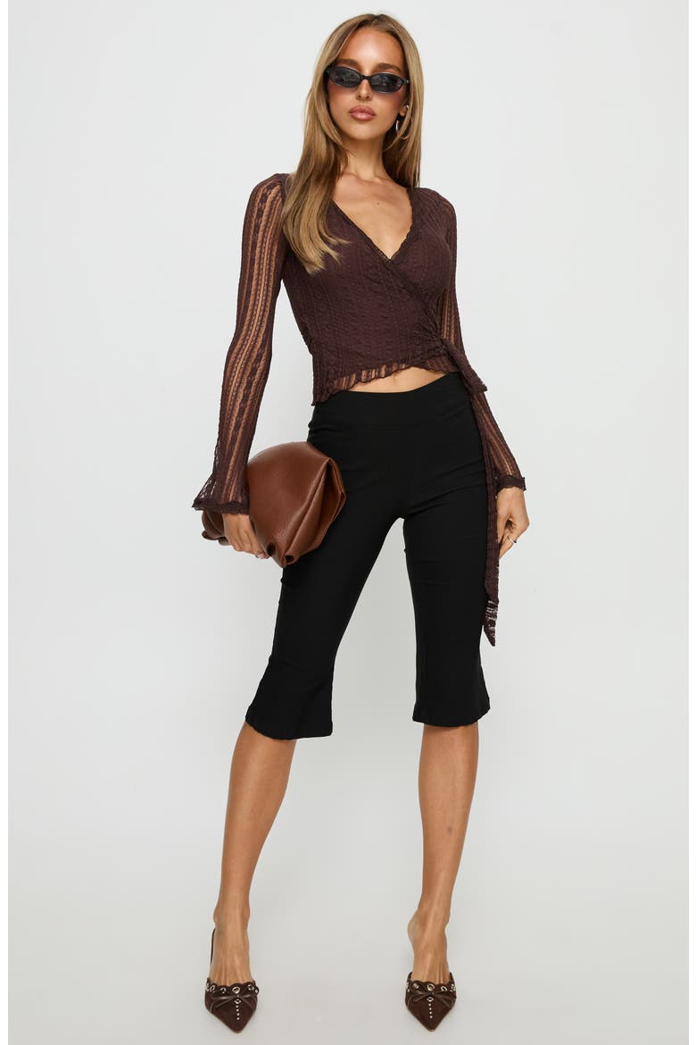 Tevon Lace Wrap Top, Alternate, color, BROWN