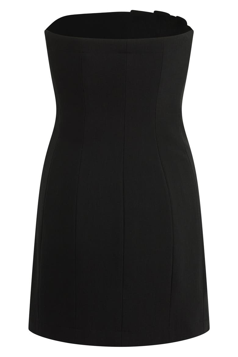 Missed Your Chance Pleated Strapless Minidress, Alternate, color, BLACK