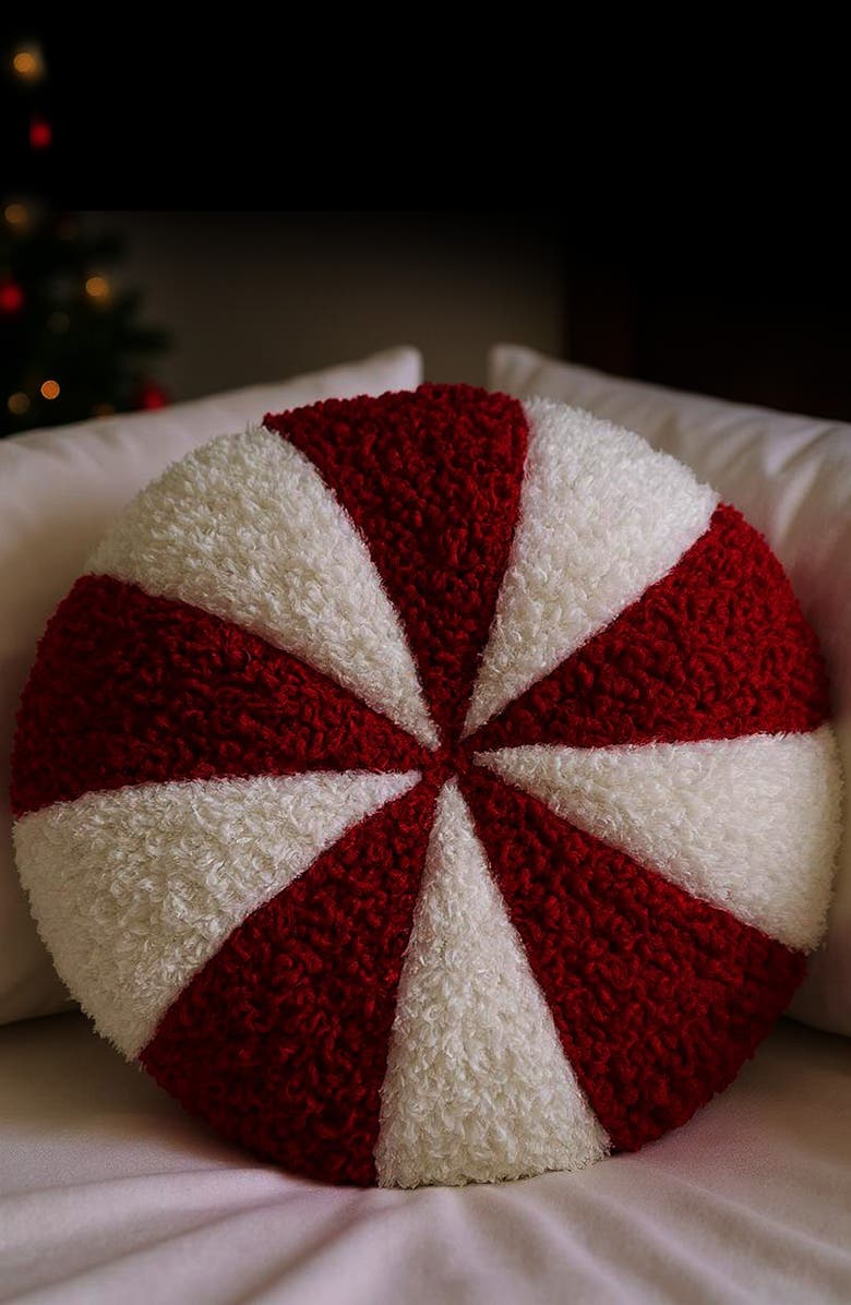 STUDIOCHIC Peppermint Candy Throw Pillow, Alternate, color, Red / White