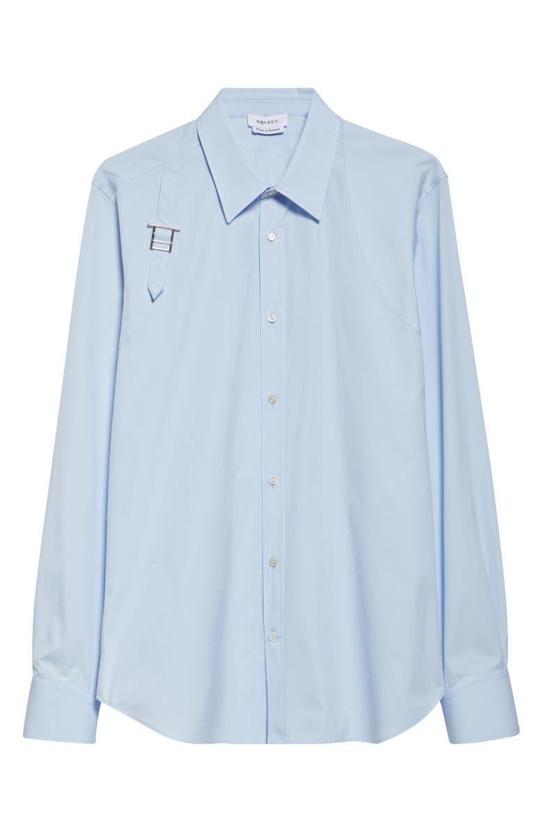 McQueen T-Bar Harness Poplin Button-Up Shirt, Alternate, color, Shirting Blue