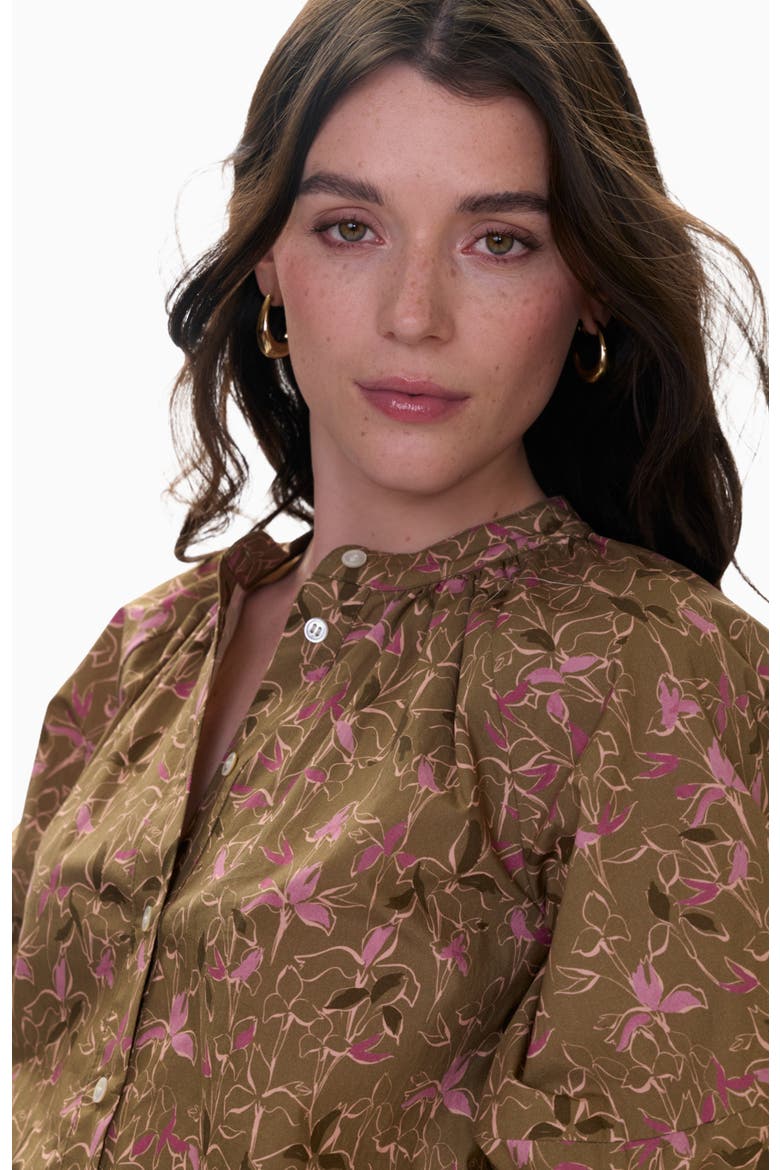 Josie Pleat Shirt, Alternate, color, Olive Multi