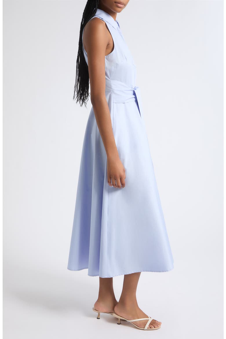 Chelsea Sleeveless Tie Front Cotton Midi Dress, Alternate, color, OXFORD BLUE
