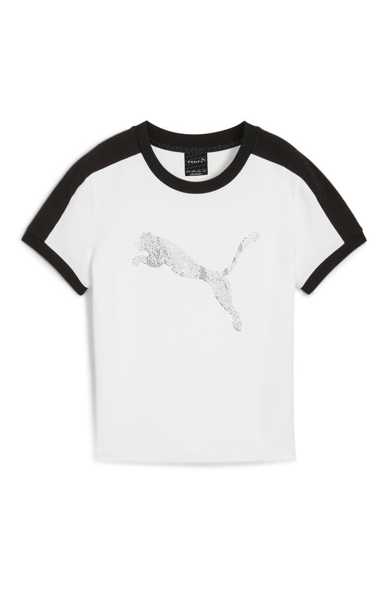 PUMA x Fenty Rhinestone Stretch Cotton Blend T-Shirt, Alternate, color, Puma White