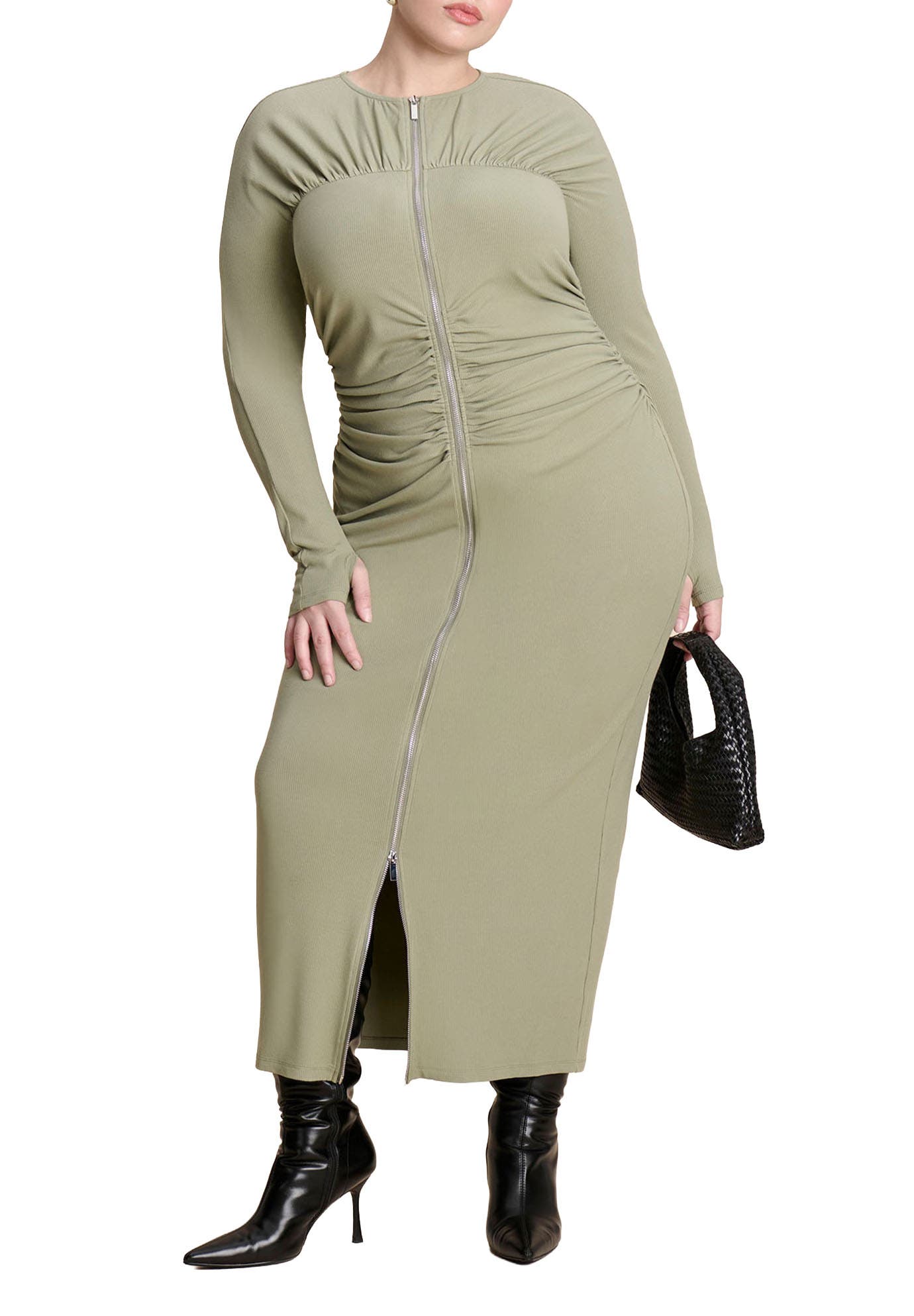 Zipper Front Maxi Dress