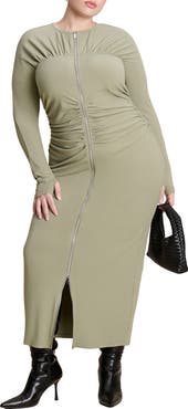 ELOQUII Zipper Front Maxi Dress