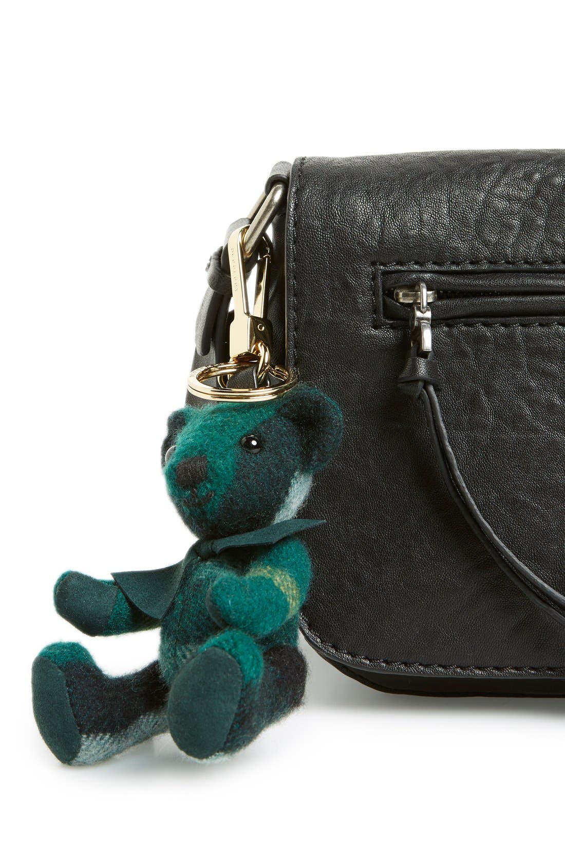 'Thomas Bear' Check Cashmere Bag Charm, Alternate, color, DARK FOREST GREEN