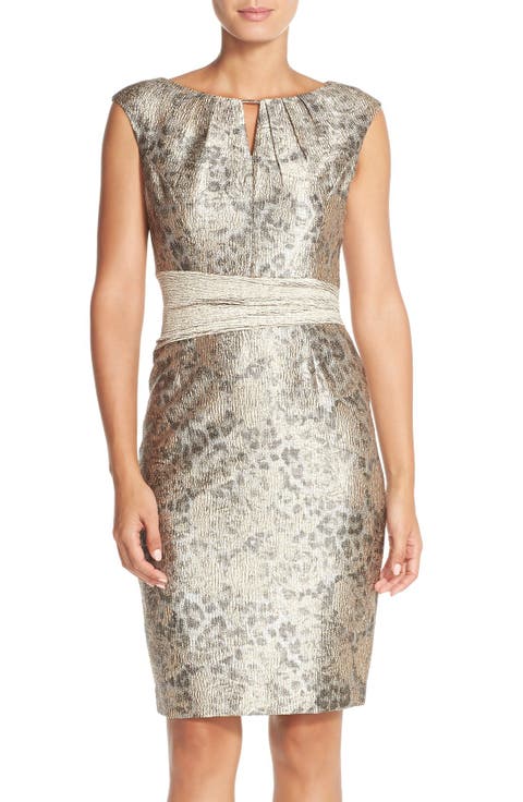 Metallic Jacquard Sheath Dress (Regular & Petite)