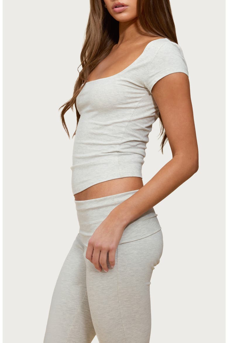 Esmarie Square Neck Crop Stretch Cotton T-Shirt, Alternate, color, GRAY-MELANGE