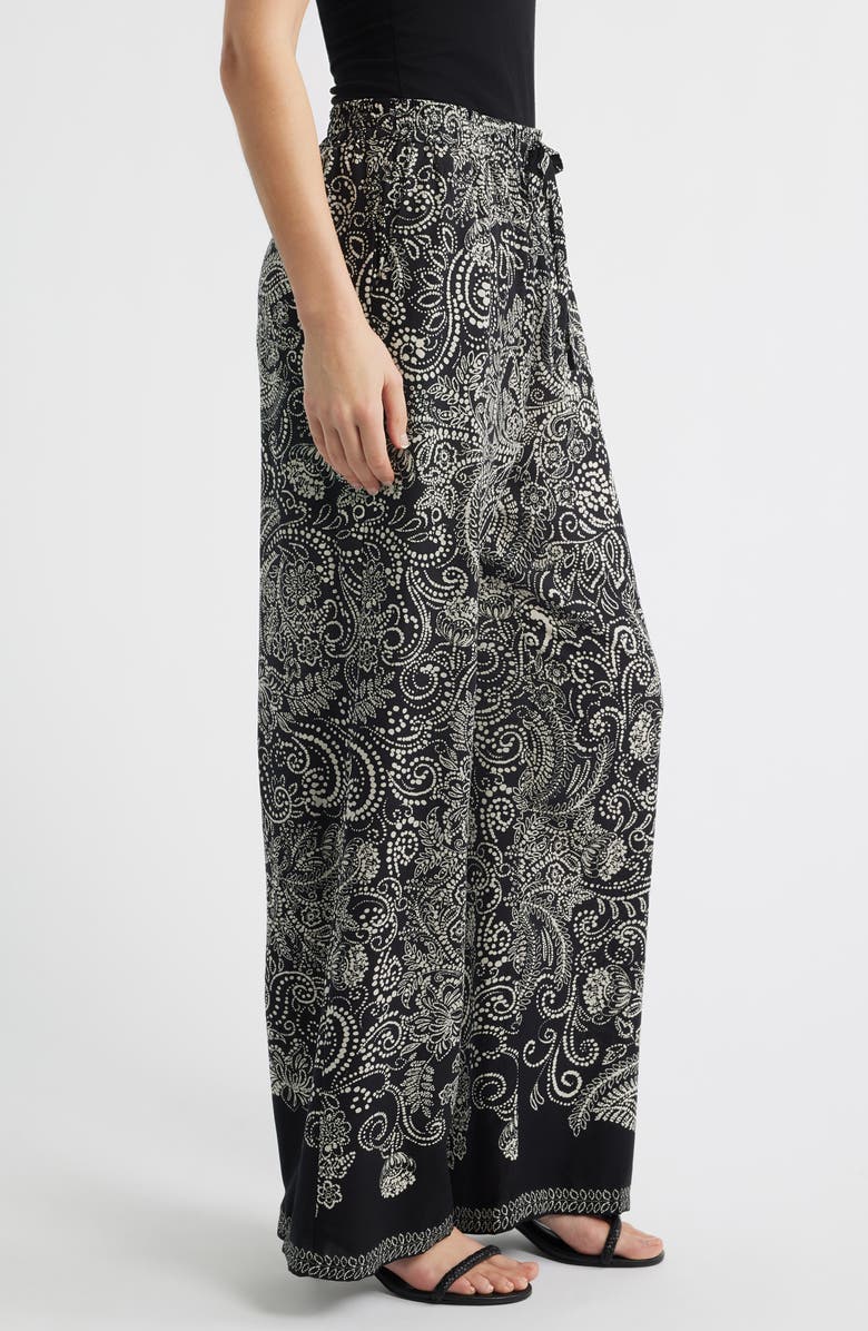 Vince Camuto Elastic Waist Wide Leg Pants, Alternate, color, Rich Black