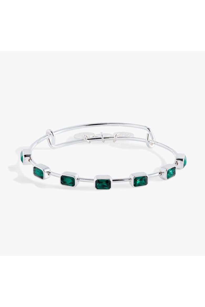May Birthstone Emerald Cut Bangle, Main, color, Silver