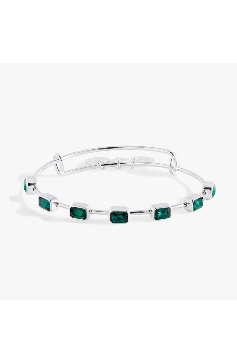 Alex and Ani May Birthstone Emerald Cut Bangle, Main, color, Silver