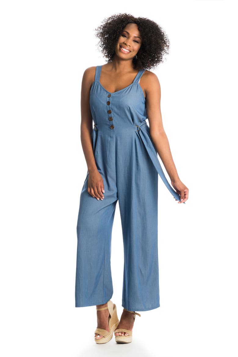 Luciana Chambray Maternity/Nursing Jumpsuit, Alternate, color, BLUE
