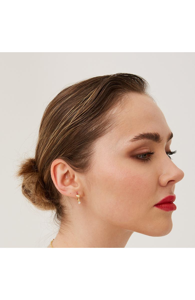 Spero London Heart Huggie Hoop Drop Earrings, Alternate, color, Gold