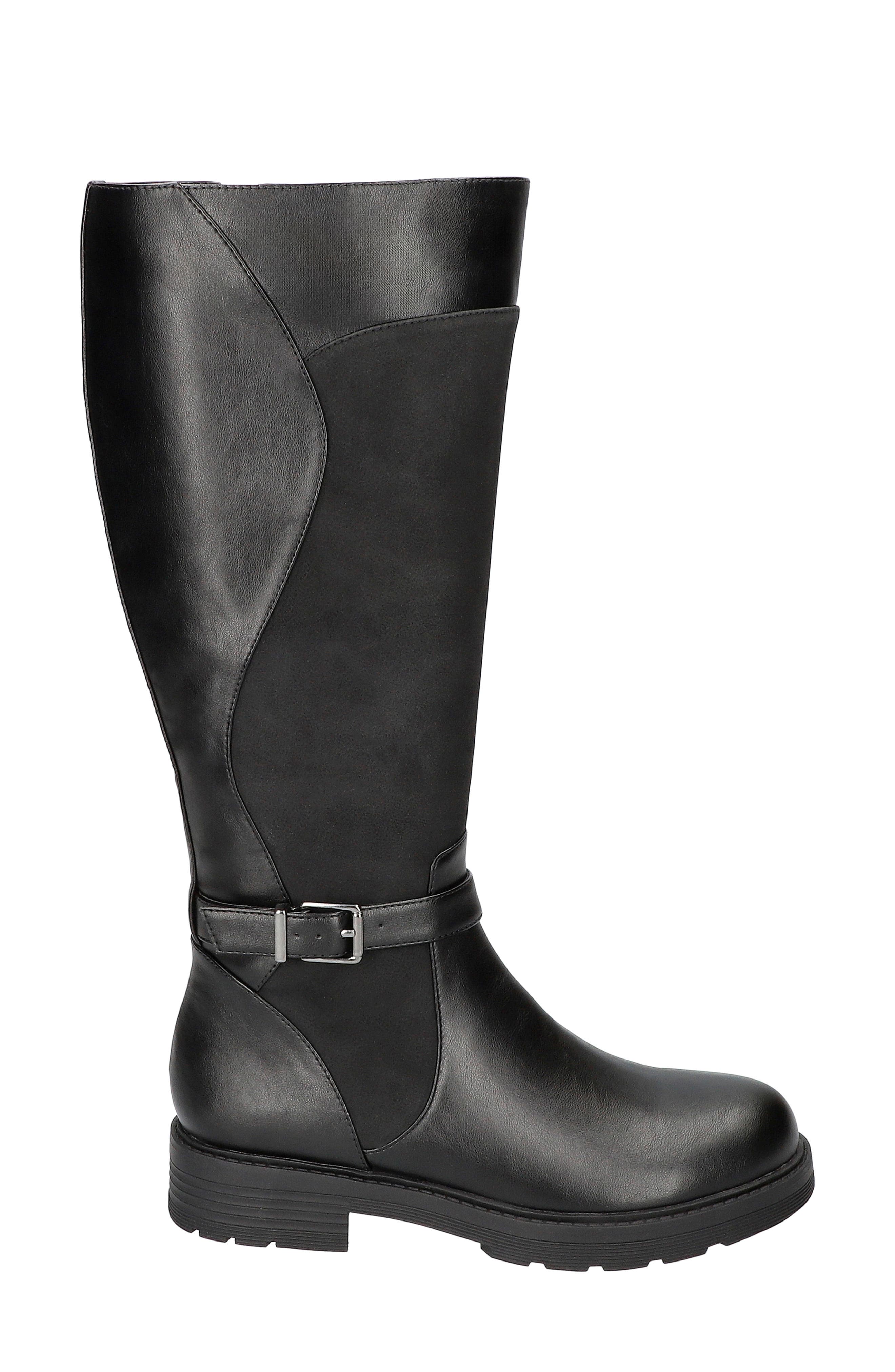 EASY STREET Erica Mixed Media Equestrian Boot, Alternate, color, Black