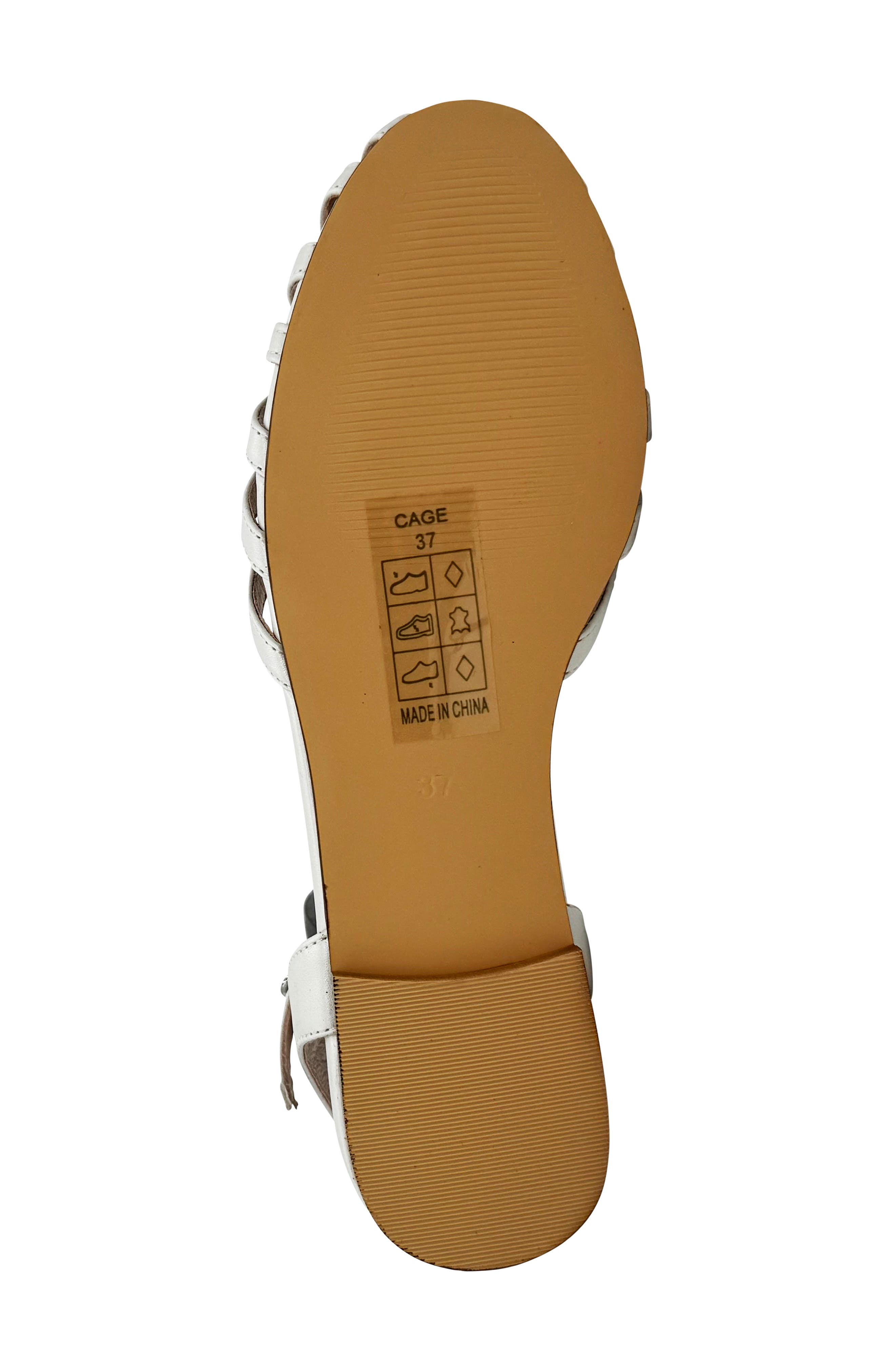 Cage Ankle Sandal, Alternate, color, WHITE PU