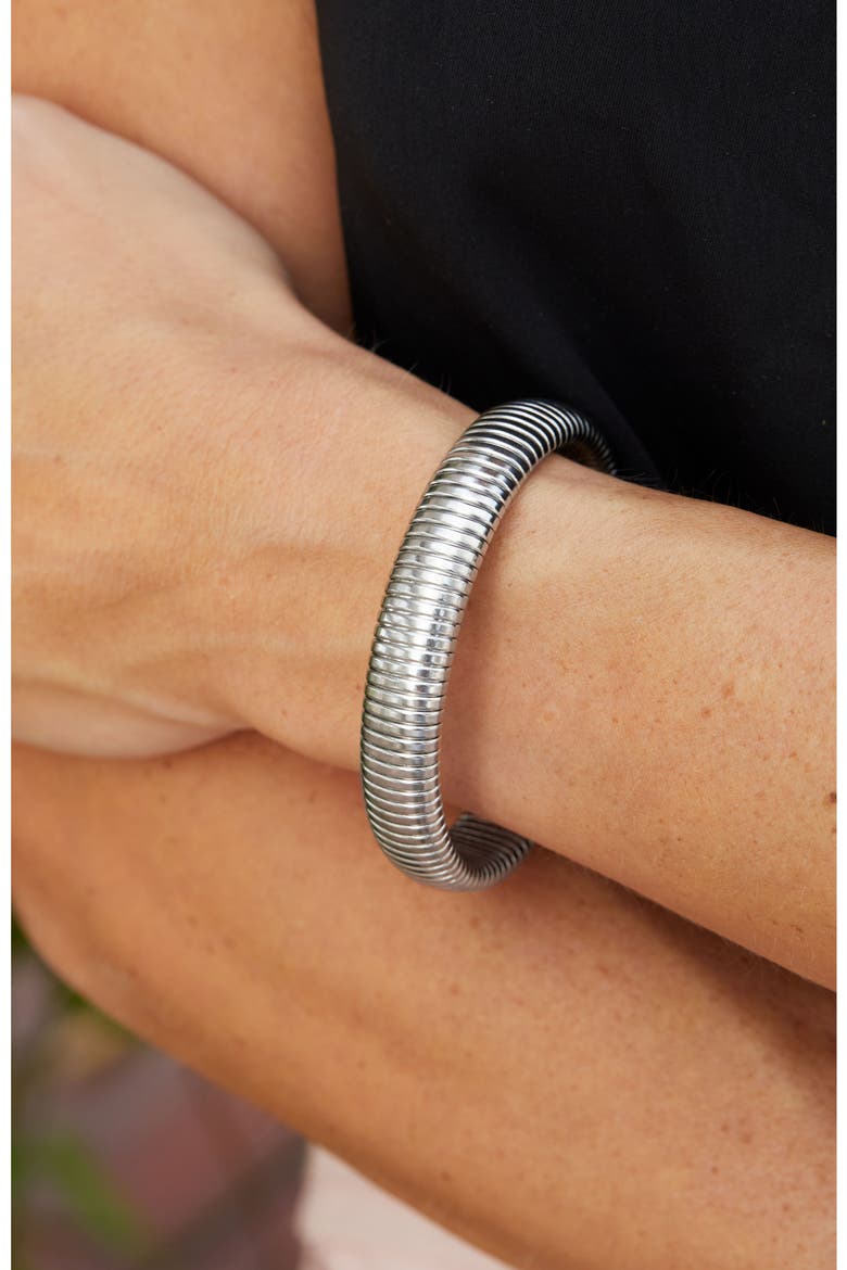 Cleopatra Stainless Steel Bangle Bracelet, Alternate, color, WHITE