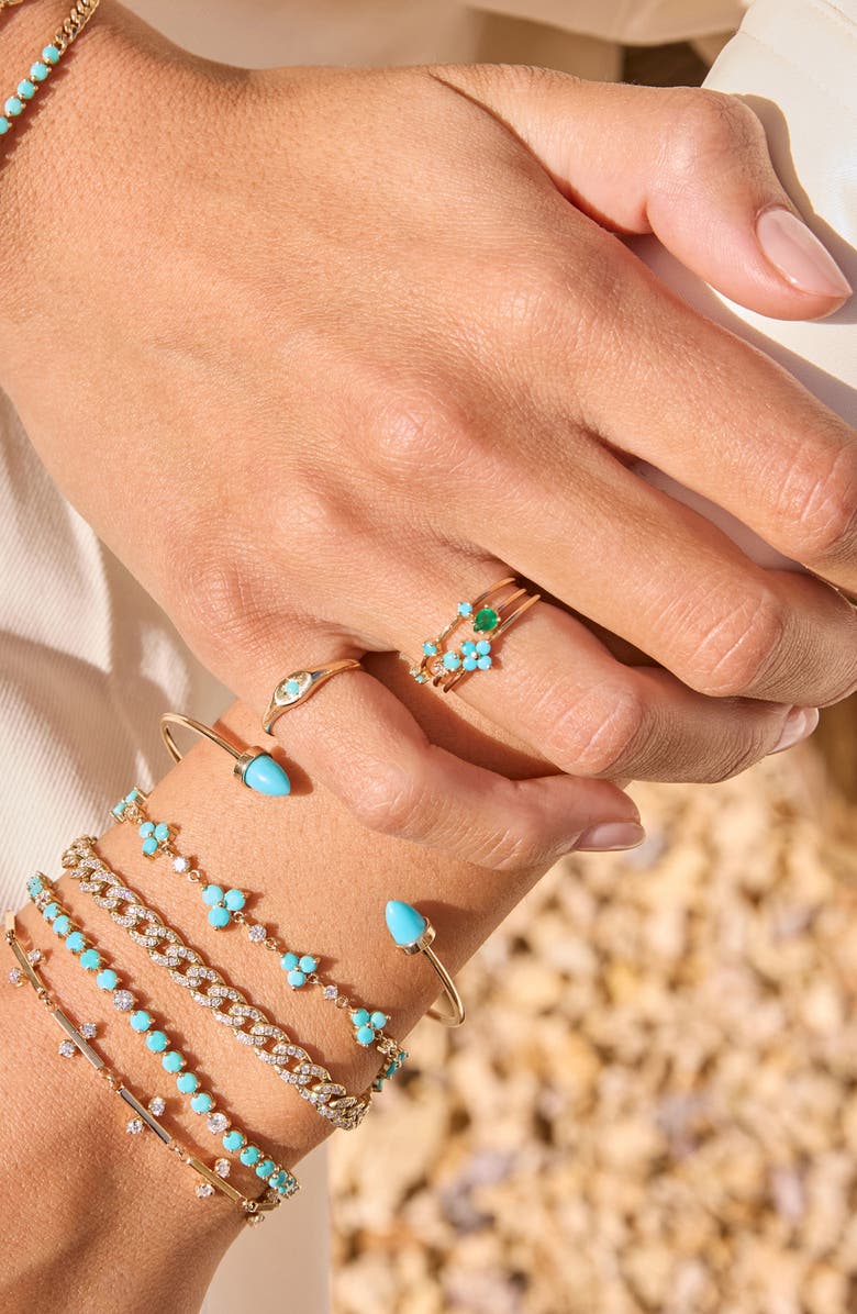 Zoë Chicco Turquoise Dash Ring, Alternate, color, 14K Yellow Gold / Turquoise