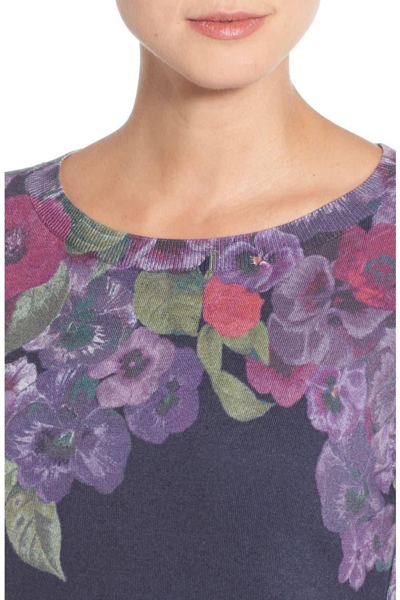 NOVELTY PRINT CREW SWEATER, Alternate, color, NAVY FLORAL