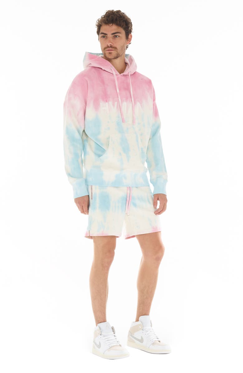 HVMAN Pullover Logo Hoodie, Alternate, color, Pink Tye Dye