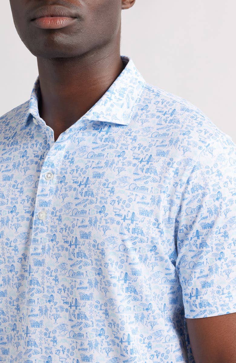 johnnie-O Jo 20th Travel Print PREP-FORMANCE Golf Polo, Alternate, color, Palisades Blue