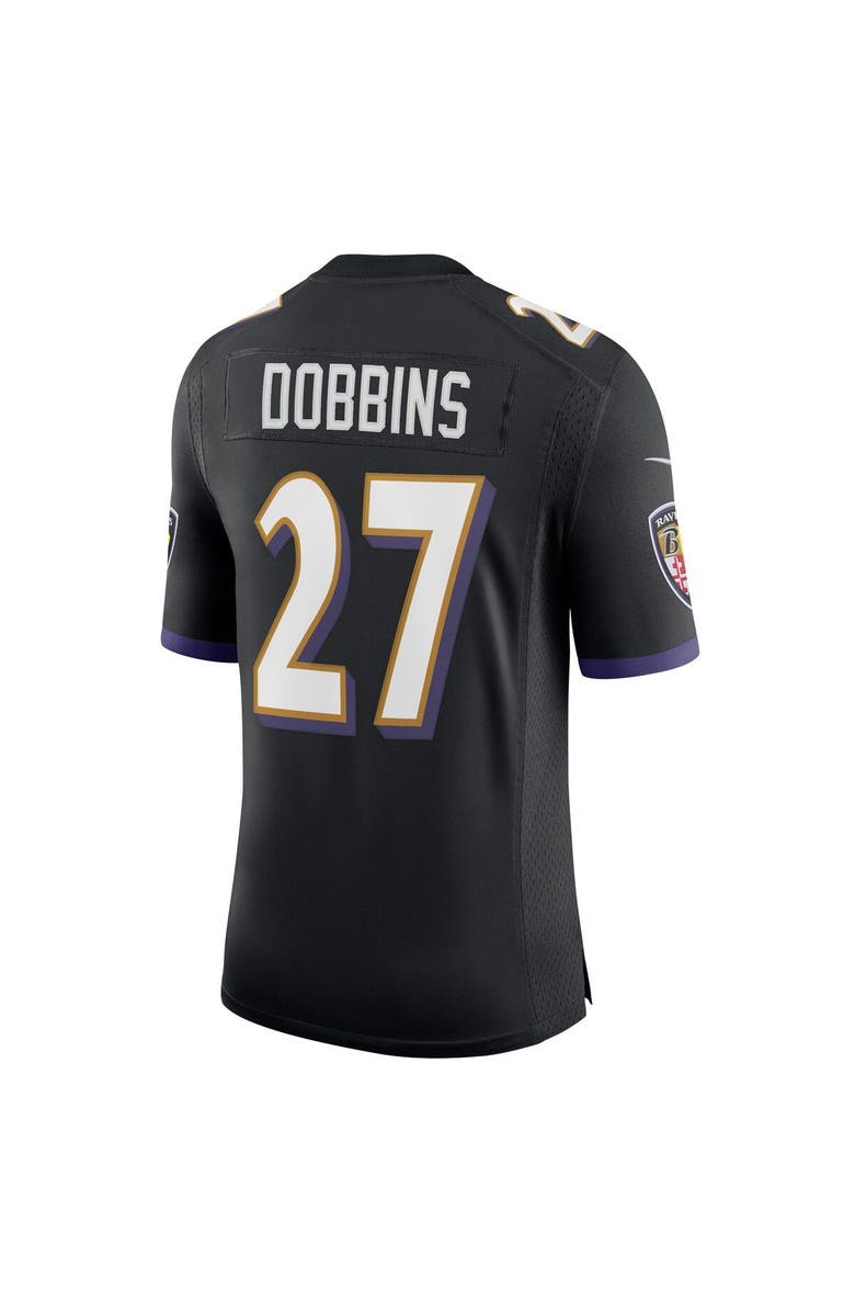 Nike Men's Nike J.K. Dobbins Black Baltimore Ravens Vapor Limited Jersey, Alternate, color, 