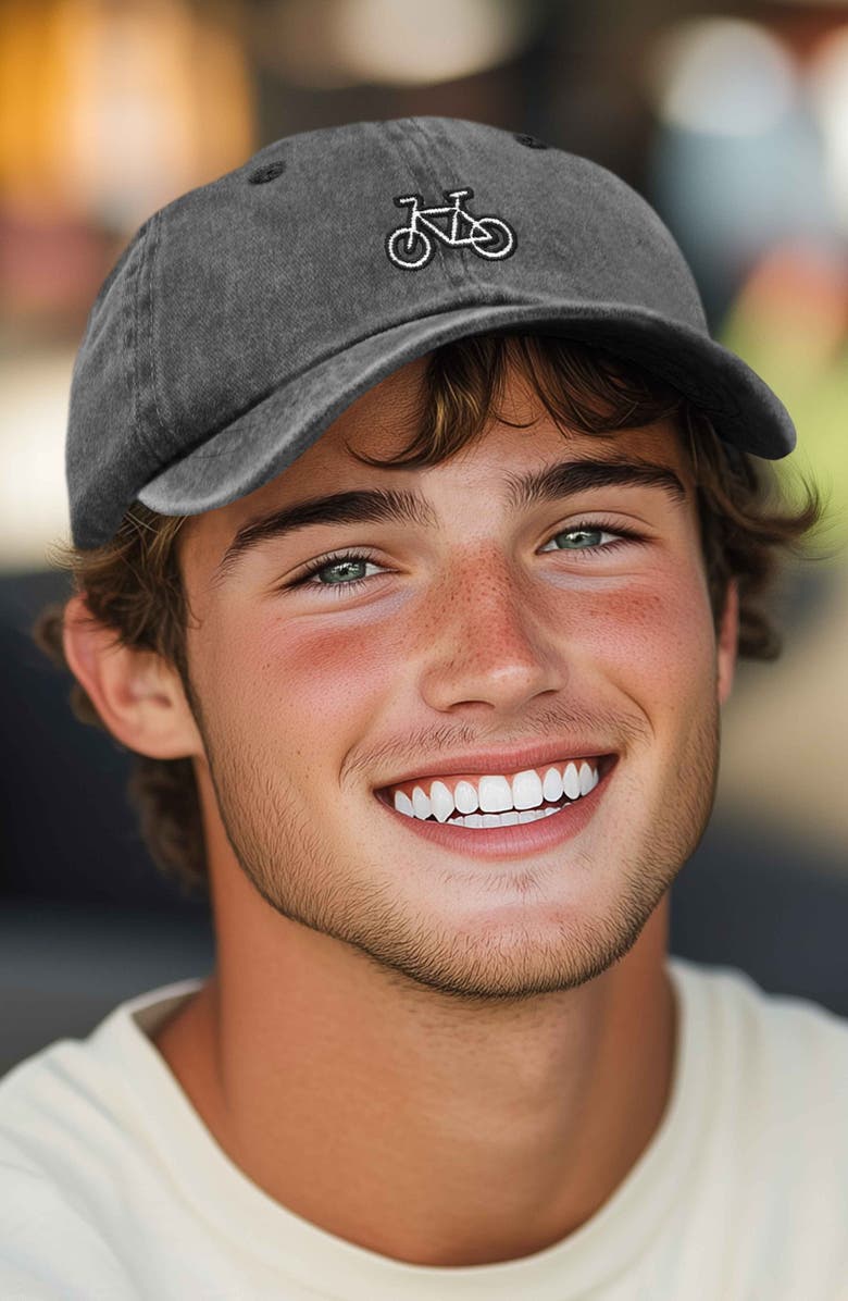 Dalix Bike Embroidered Cycling Cap, Alternate, color, Washed Black