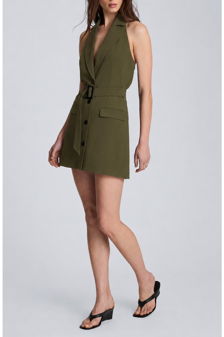 Belted Halter Dress, Alternate, color, BREEN