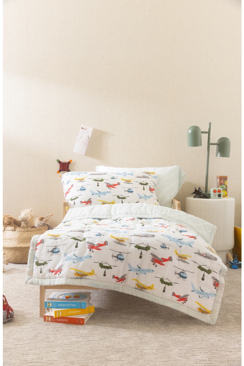 Toddler Cotton Muslin Bedding Set, Alternate, color, AIR SHOW