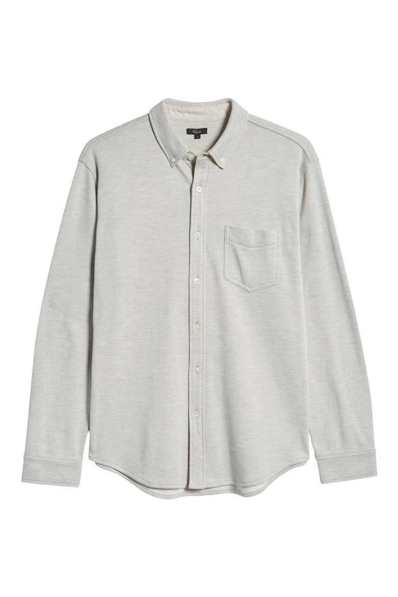 Berkeley Classic Fit Heathered Piqué Knit Button-Down Shirt, Alternate, color, LIGHT GREY