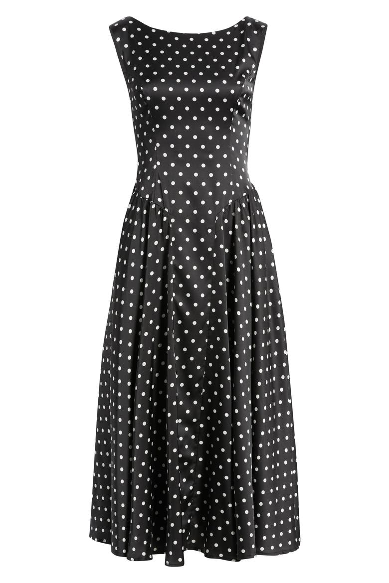 Renee Polka Dot Midi Dress, Alternate, color, BLACK/ WHITE