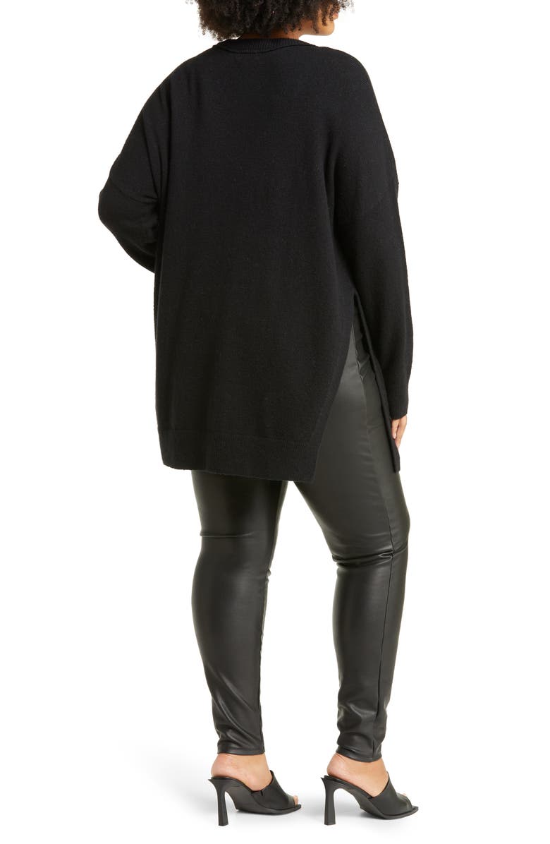 Open Edit Asymmetric Side Slit Hem Tunic Sweater, Alternate, color, 