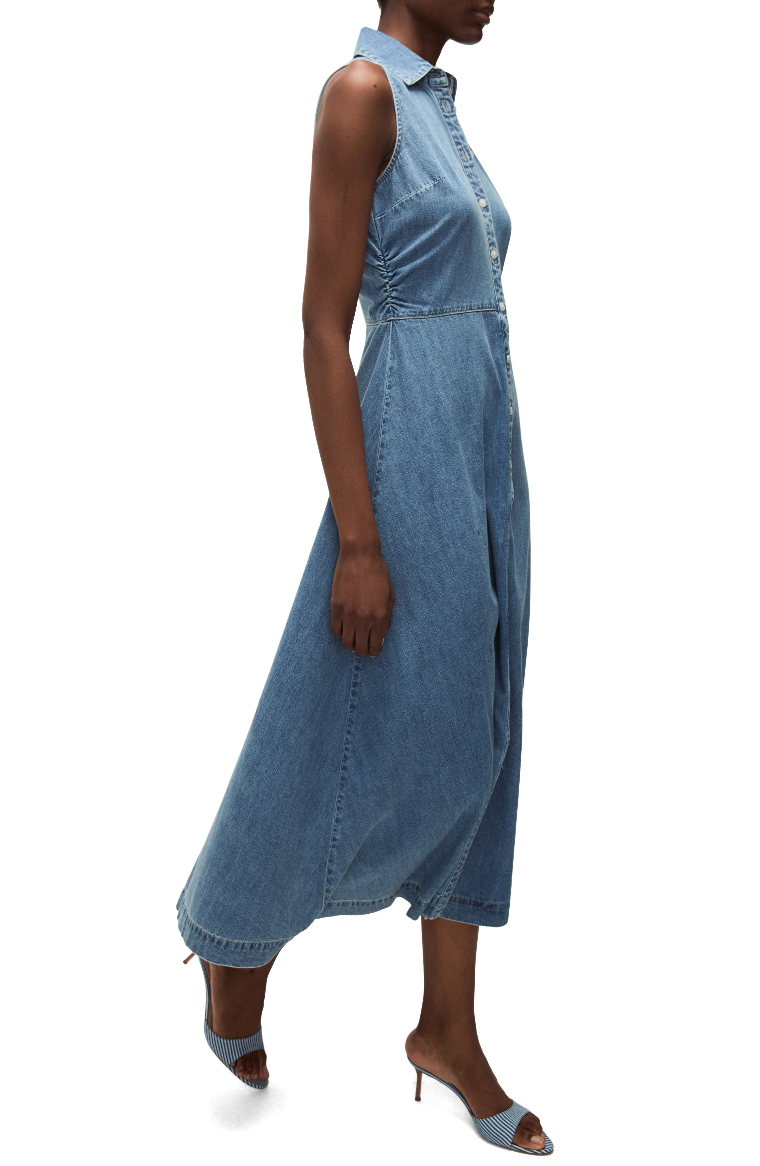 veronica beard fuller denim dress Fuller Sleeveless Denim Midi Shirtdress (Women)