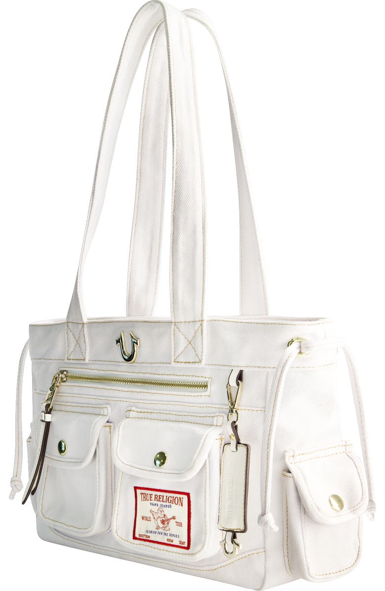 True Religion Multi-Pocket Denim Tote, Alternate, color, White