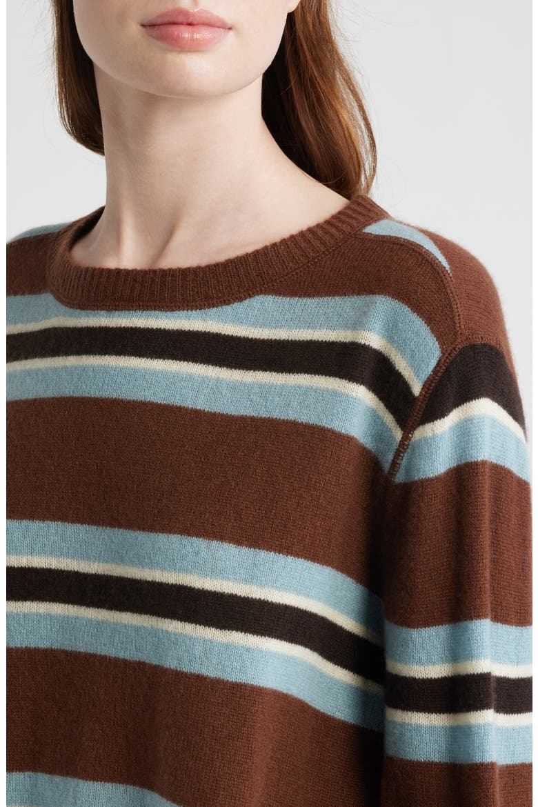 Cashmere Boyfriend Sweater, Alternate, color, CHOCOLATE CAKE MULTI STRIPE