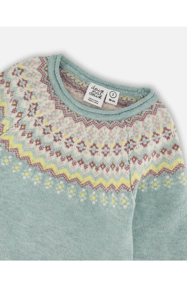 Deux par Deux Jacquard Sweater Dress with Ribbed Skirt, Alternate, color, Jade Green