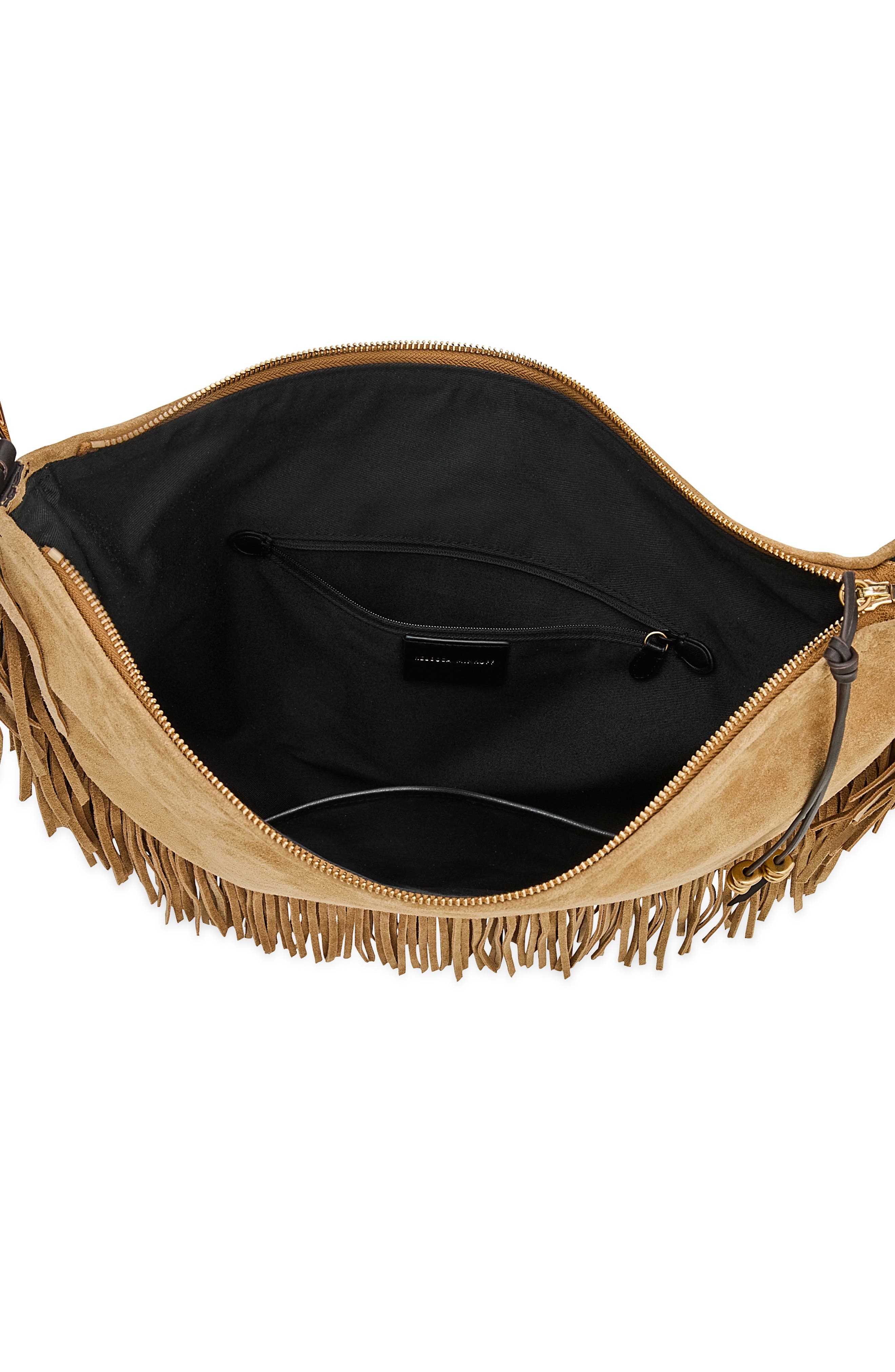 Billie Fringe Leather Hobo Bag, Alternate, color, CHESTNUT/ FONDANT