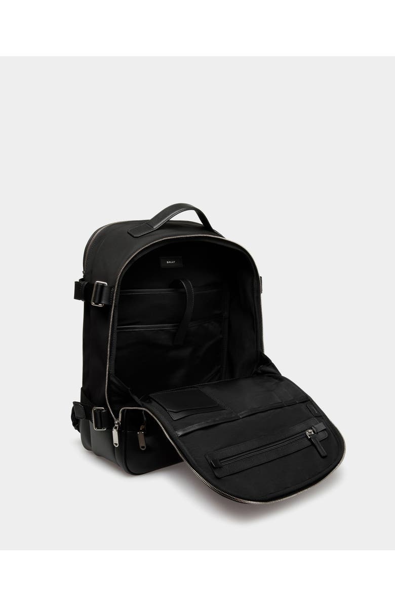 Bally Vogel Backpack In Nylon And Recycled Bovine Leather, Alternate, color, Black+Palladio