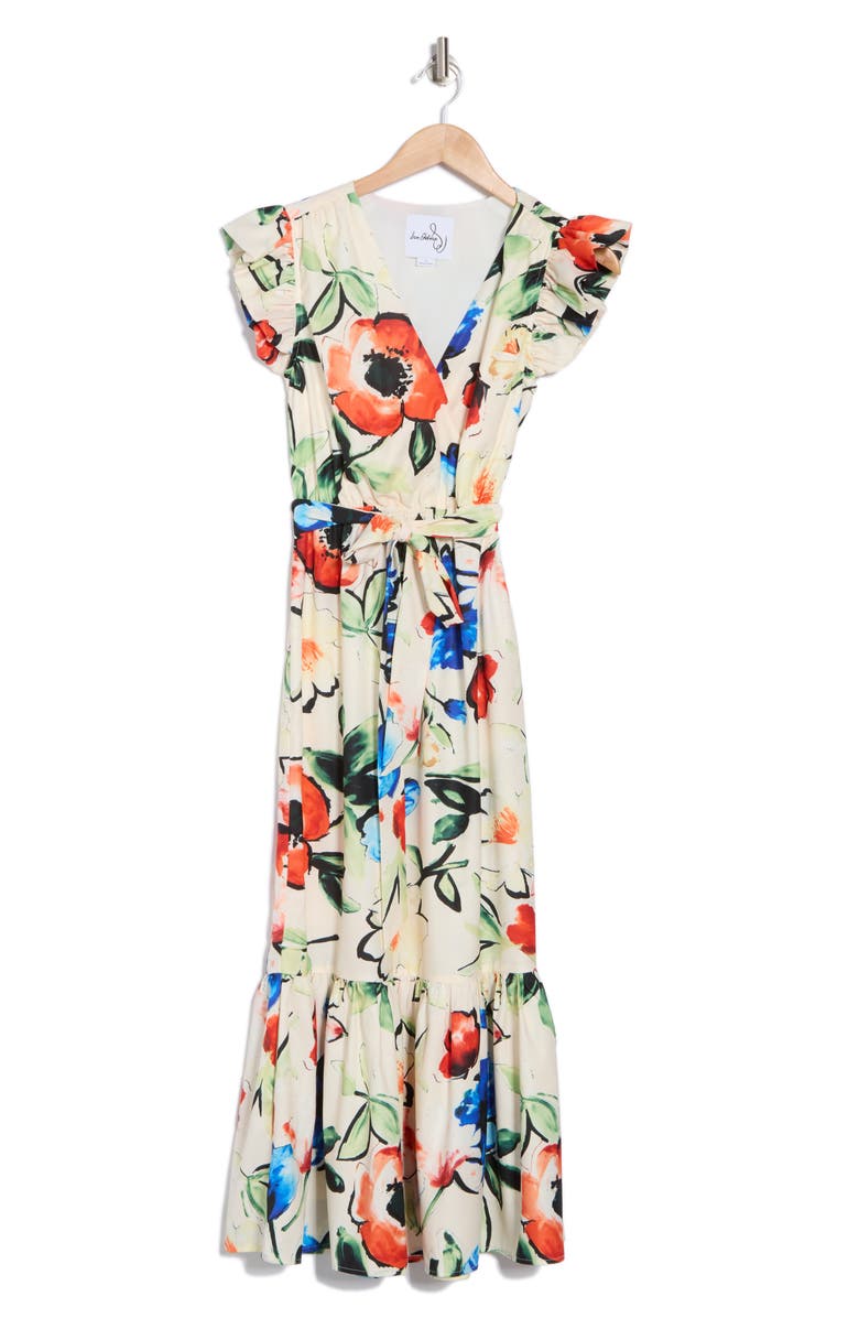 Sam Edelman Picasso Floral Ruffle Cap Sleeve Maxi Dress, Alternate, color,