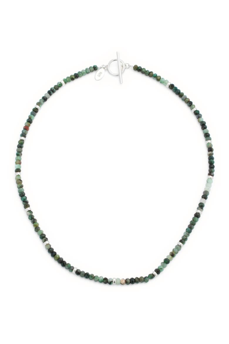 Gemstone Beaded Necklace With Sterling Silver Lobster Closure, Alternate, color, EMERALD