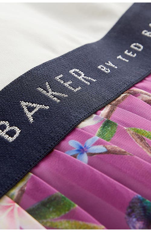 Baker By Ted Baker Kids' Floral Mixed Media Dress In Purple