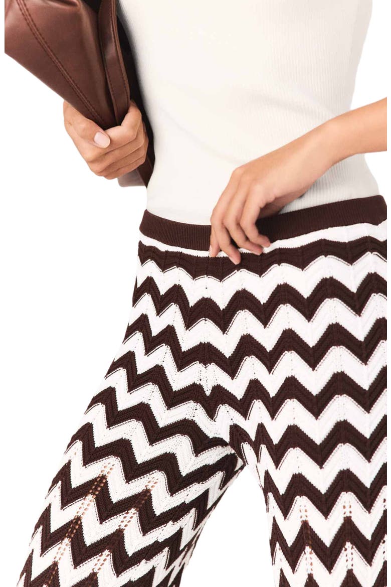 Zigzag crochet trousers, Alternate, color, Brown/white