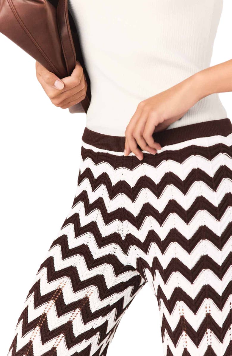 maje Zigzag crochet trousers, Alternate, color, Brown/White