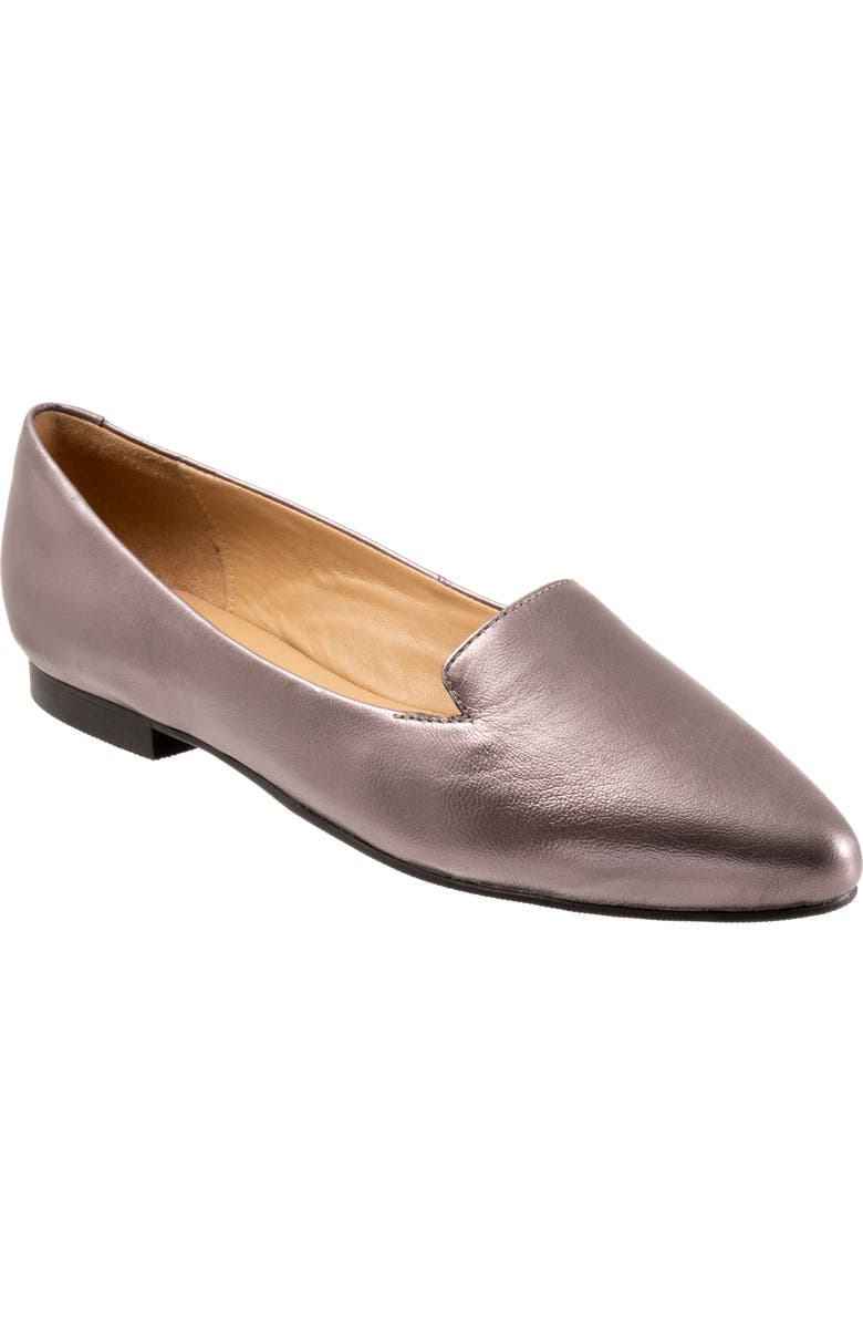 Trotters Harlowe Pointed Toe Loafer, Main, color, Pewter