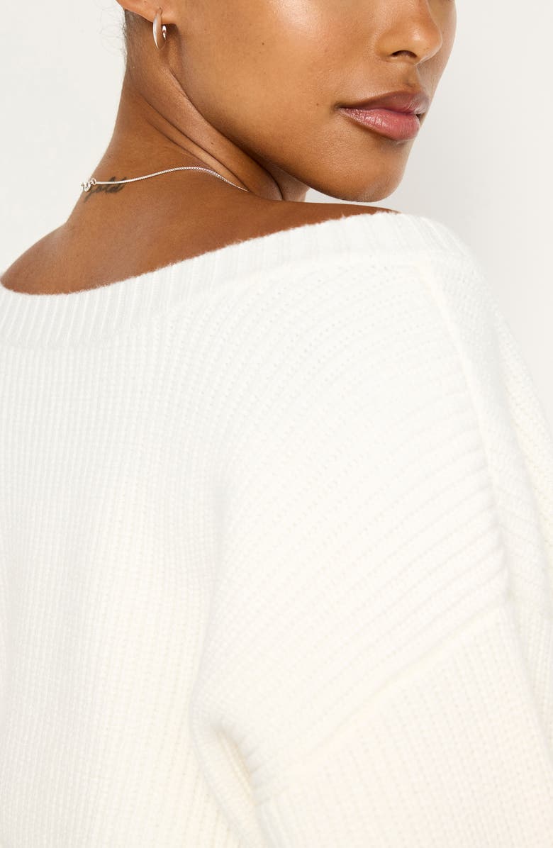 Good American Cozy V-Neck Sweater, Alternate, color, Ivory001