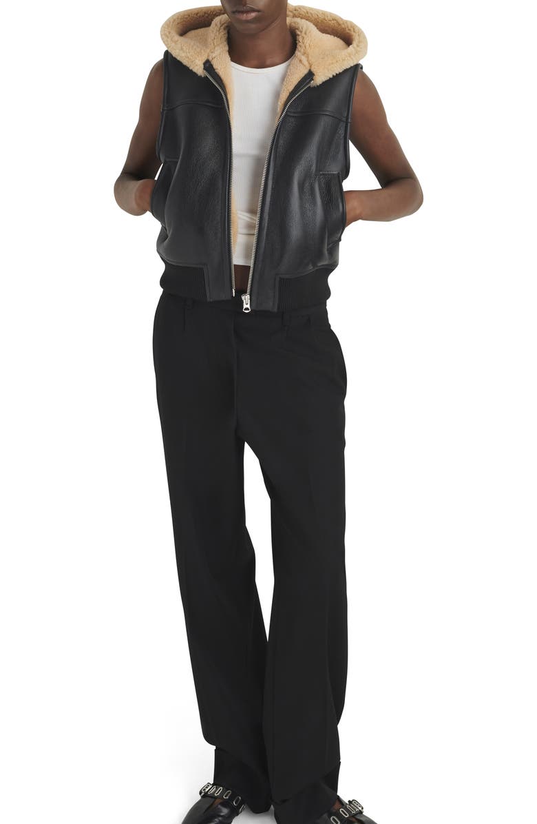 rag & bone Robbie Hooded Genuine Shearling Vest, Alternate, color,