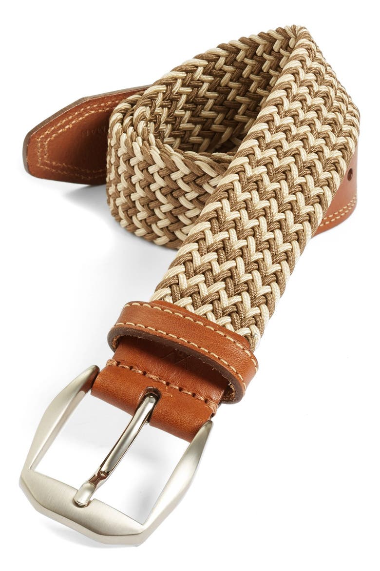 'Beck' Stretch Belt, Main, color, SAND/ WHITE