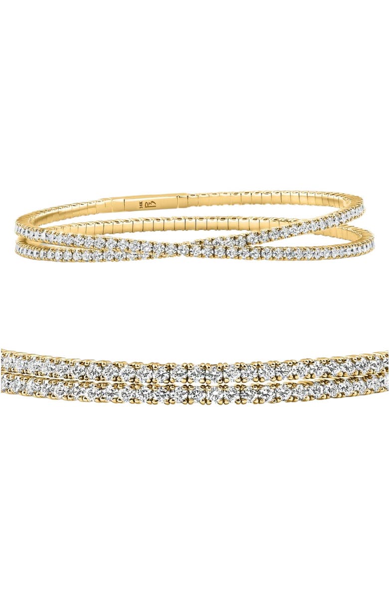 Bliss Diamond 1.70Ct Round Double Flex Diamond Bangle 7" Tennis Bracelet 14k Gold Lab Grown, Main, color, 14K Yellow Gold